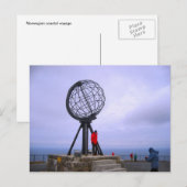 Noorwegen, Wereldbol op de Noordkaap Briefkaart (Voorkant / Achterkant)