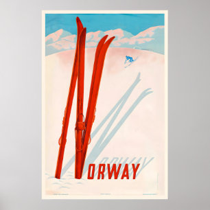 Noorwegen Wintersport Sneeuw Vintage Ski Poster
