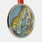 Noorwegen Zweden Kaart Ontwerp Metalen Ornament (Rechts)