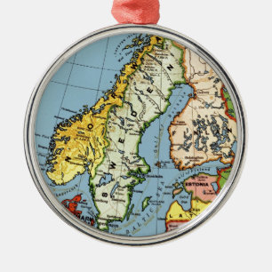 Noorwegen Zweden Kaart Ontwerp Metalen Ornament