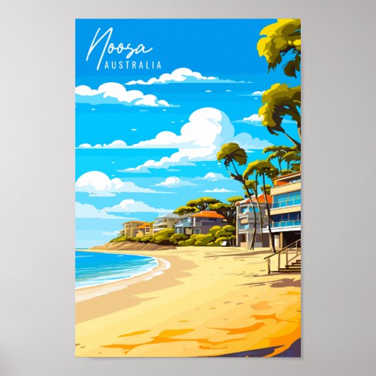 Noosa Australië vintage reisillustratie Poster (Voorkant)