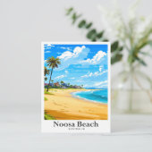 Noosa Beach Australië Vintage Travel Illustratie Briefkaart (Staand voorkant)