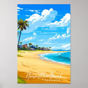 Noosa Main Beach Australië vintage reisplaats Poster