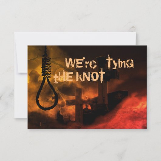 Noose and Graveyard We zijn de Knot Wedding aan he Save The Date (Voorkant)