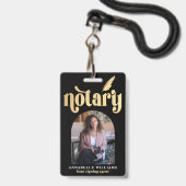 Noot Gold & Black Typografie Photo Badge (Voorzijde met lanyard)