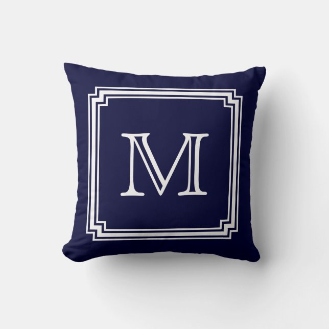 Noot: Lijst marineblauw achtergrondmonogram bijbeh Kussen (Voorkant)