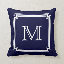 Noot: Lijst marineblauw achtergrondmonogram bijbeh Kussen