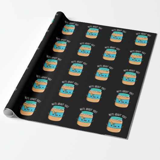 Noot over je grappige pinda Butter Pun Dark BG Cadeaupapier (Uitgerold)