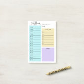 Noot voor dagelijkse planner voor grafische script post-it® notes (Op bureau)