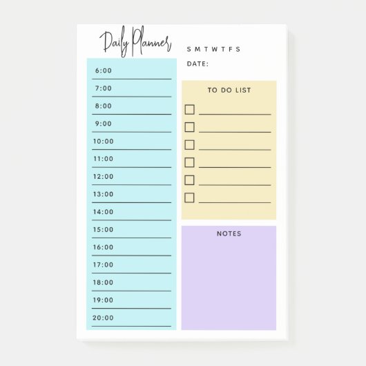 Noot voor dagelijkse planner voor grafische script post-it® notes (Voorkant)