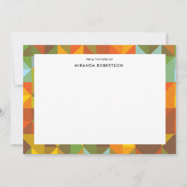 Noot voor geometrische retro Fabric-patroonkaarten Notitiekaartje