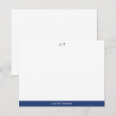 Noot voor moderne monogram marineblauw persoonlijk notitiekaartje (Voorkant / Achterkant)
