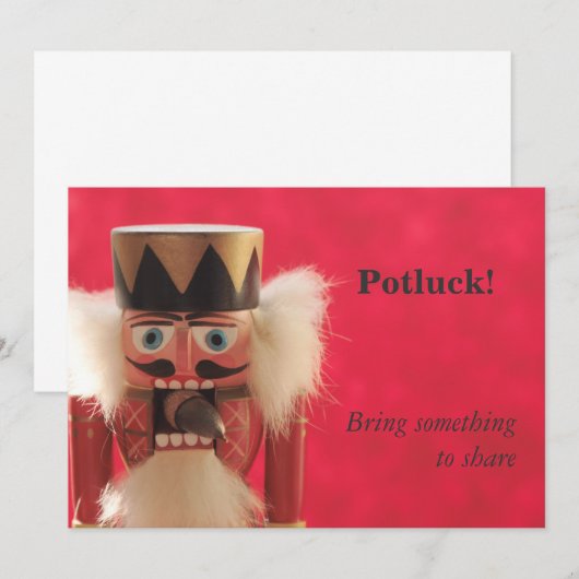 nootmuskaat met acorn potluck share uitnodiging (Voorkant / Achterkant)