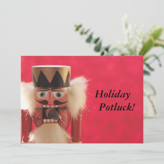 nootmuskaat met acorn potluck uitnodiging (Staand voorkant)