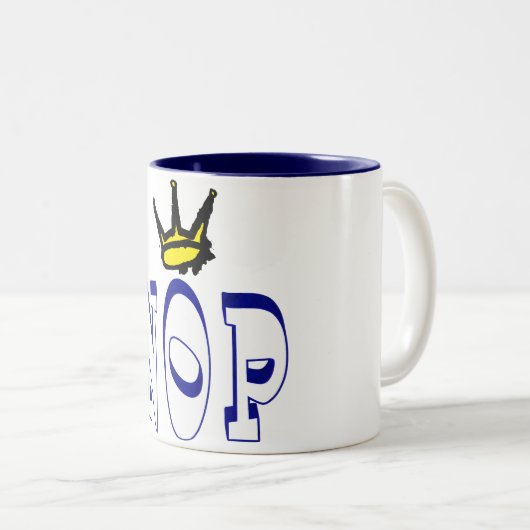 NOP met kroon - Anti-King Bold Statement Design Tweekleurige Koffiemok (Voorkant rechts)