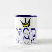 NOP met kroon - Anti-King Bold Statement Design Tweekleurige Koffiemok (Center)