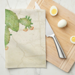 Nopal Cactus Waterverf Keukenhanddoek