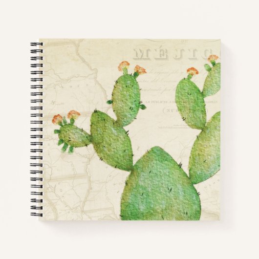Nopal Cactus Waterverf Spiral Notitieboek (Voorkant)