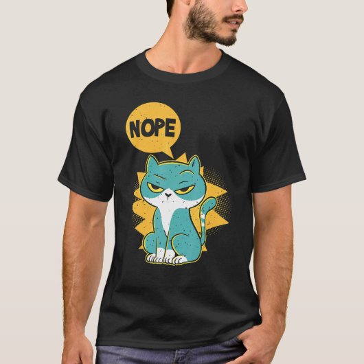 Nope Annoyed en Lazy Cat Nope Cat T-shirt (Voorkant)