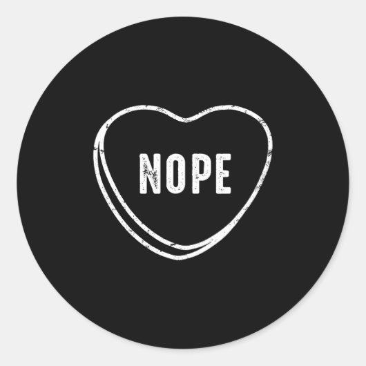 Nope Anti Valentines Day  Ronde Sticker (Voorkant)