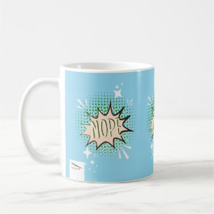 NOPE Comic Speech Bubble Meme Funny Light Blue Koffiemok
