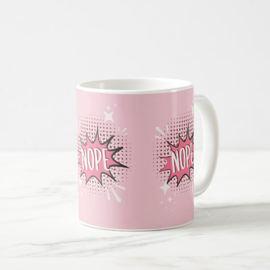 NOPE Comic Speech Bubble Meme Funny Pink Koffiemok (Voorkant rechts)