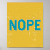 Nope Distress Grunge Typography Yellow Blue Poster (Voorkant)