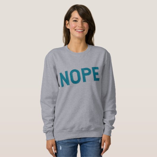 NOPE | Distressed Sarcasm Typography in Blue  Trui (Voorkant volledig)