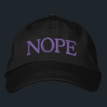 NOPE Funny Grumpy Geborduurde Pet<br><div class="desc">Moe van mensen die je om een "gunst" vragen? Ben je het zat om onderbroken te worden met gekke vragen of problemen? Of gewoon klaar met... alles? Draag dit geborduurde pet dat duidelijk aangeeft hoe je je voelt en persoonlijke grenzen stelt. LOL Het borduurwerk is momenteel "Steel" grijs. (U kunt...</div>