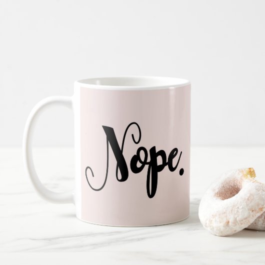 Nope grappige handgeschreven tekst typografie chic koffiemok (Met donut)