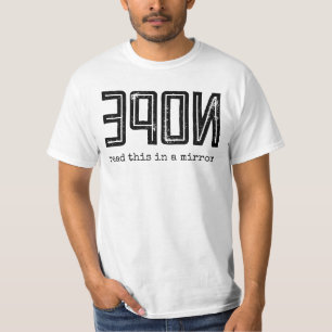 NOPE las dit in spiegelretro-typografie T-shirt