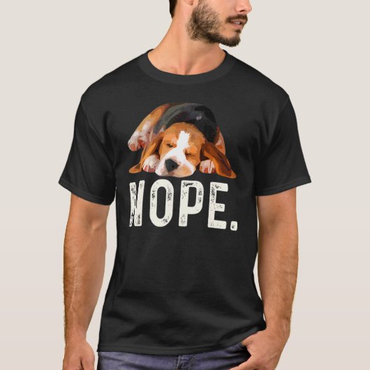 Nope Lazy Beagle Dog T-shirt (Voorkant)