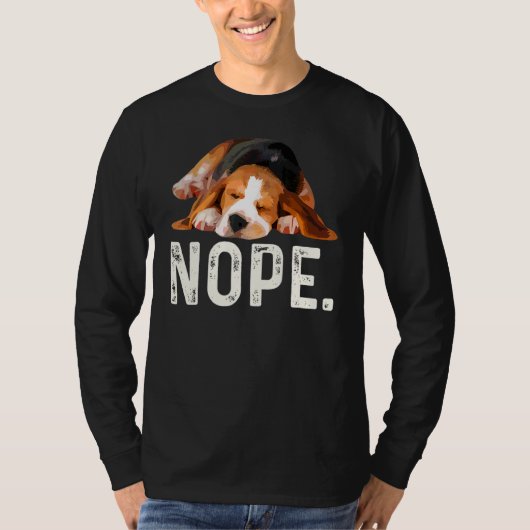 Nope Lazy Beagle Dog T-shirt (Voorkant)