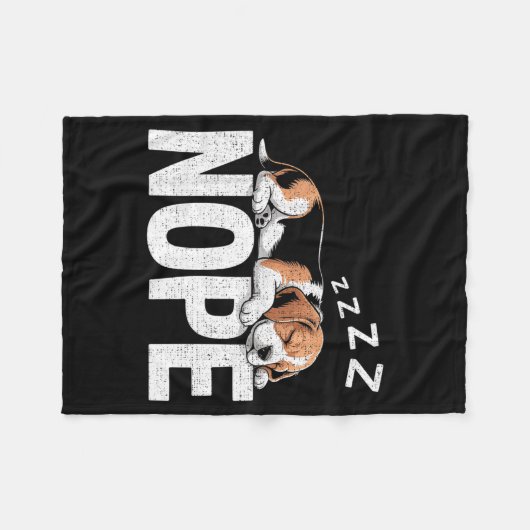 Nope Lazy Beagle  Fleece Deken (Voorkant (Horizontaal))