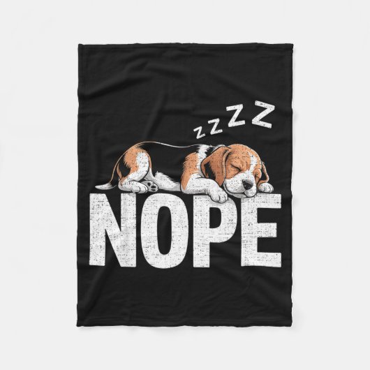 Nope Lazy Beagle  Fleece Deken (Voorkant)