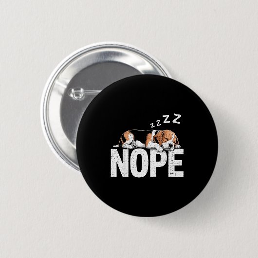 Nope Lazy Beagle Ronde Button 5,7 Cm (Voorkant /achterkant)