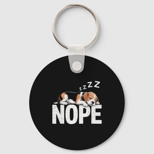 Nope Lazy Beagle  Sleutelhanger (Voorkant)