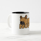 Nope Lazy Dog Frenchie French Bulldog Tweekleurige Koffiemok (Voorkant links)