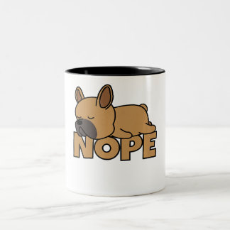 Nope Lazy Dog Frenchie French Bulldog Tweekleurige Koffiemok