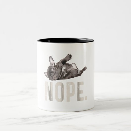 Nope Lazy French Bulldog Lover Gift Tweekleurige Koffiemok (Center)