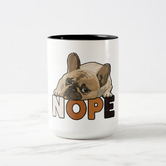 Nope Lazy Funny French Bulldog Lover Tweekleurige Koffiemok