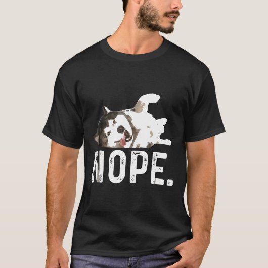 Nope Lazy Siberian Husky T-shirt (Voorkant)