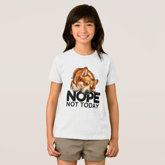 Nope niet vandaag Corgi Tri-Blend Shirt (Voorkant volledig)