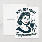 Nope niet vandaag retro koffie citaat feestdagenkaart (Voorkant / Achterkant)