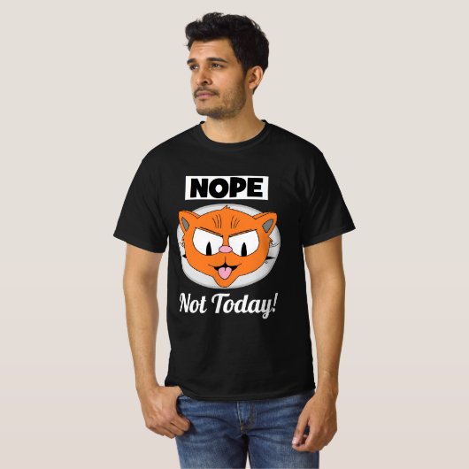 NOPE niet vandaag! Señor Gato™ Cartoon Cat T-shirt (Voorkant volledig)