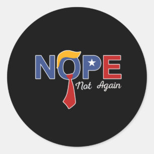 Nope niet weer grappig Trump pruik rood Ronde Sticker