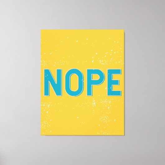 NOPE Noodlijdende Typografie in geel en blauw Canvas Afdruk (Voorkant)