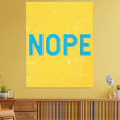 NOPE Noodlijdende Typografie in geel en blauw Canvas Afdruk (Insitu (Woonkamer))