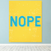 NOPE Noodlijdende Typografie in geel en blauw Canvas Afdruk (Insitu (Houten vloer))