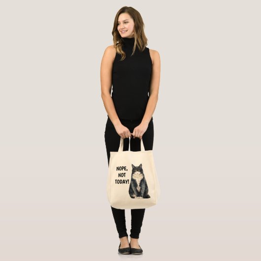 Nope not Today Grapny Grouchy Black White Cat Tote Bag (Voorkant (model))